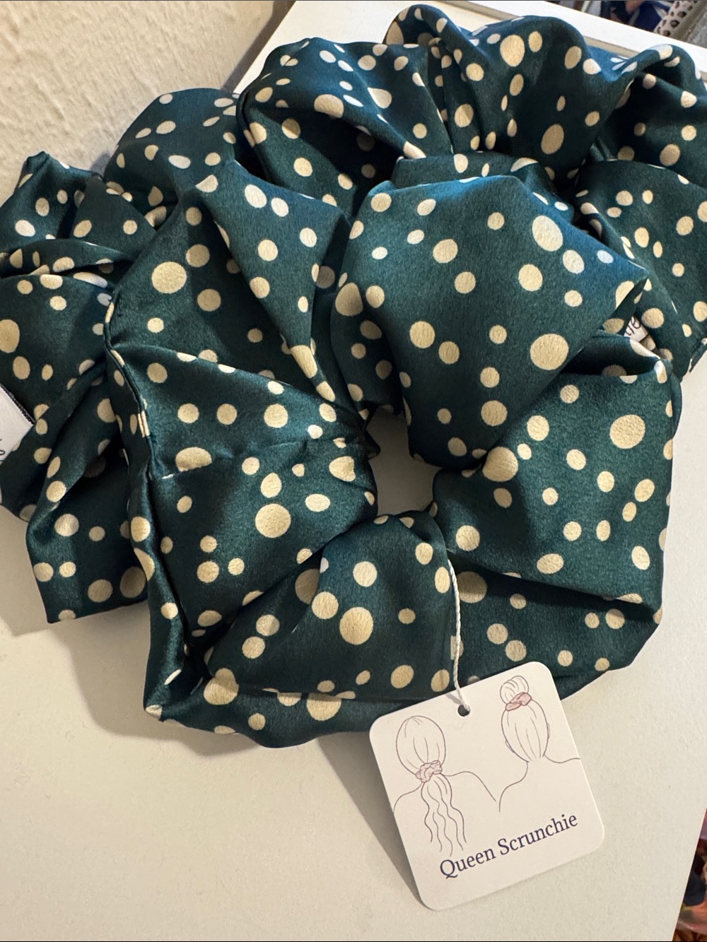NEW | DL Polka Dot Dark Green Hair Scrunchie